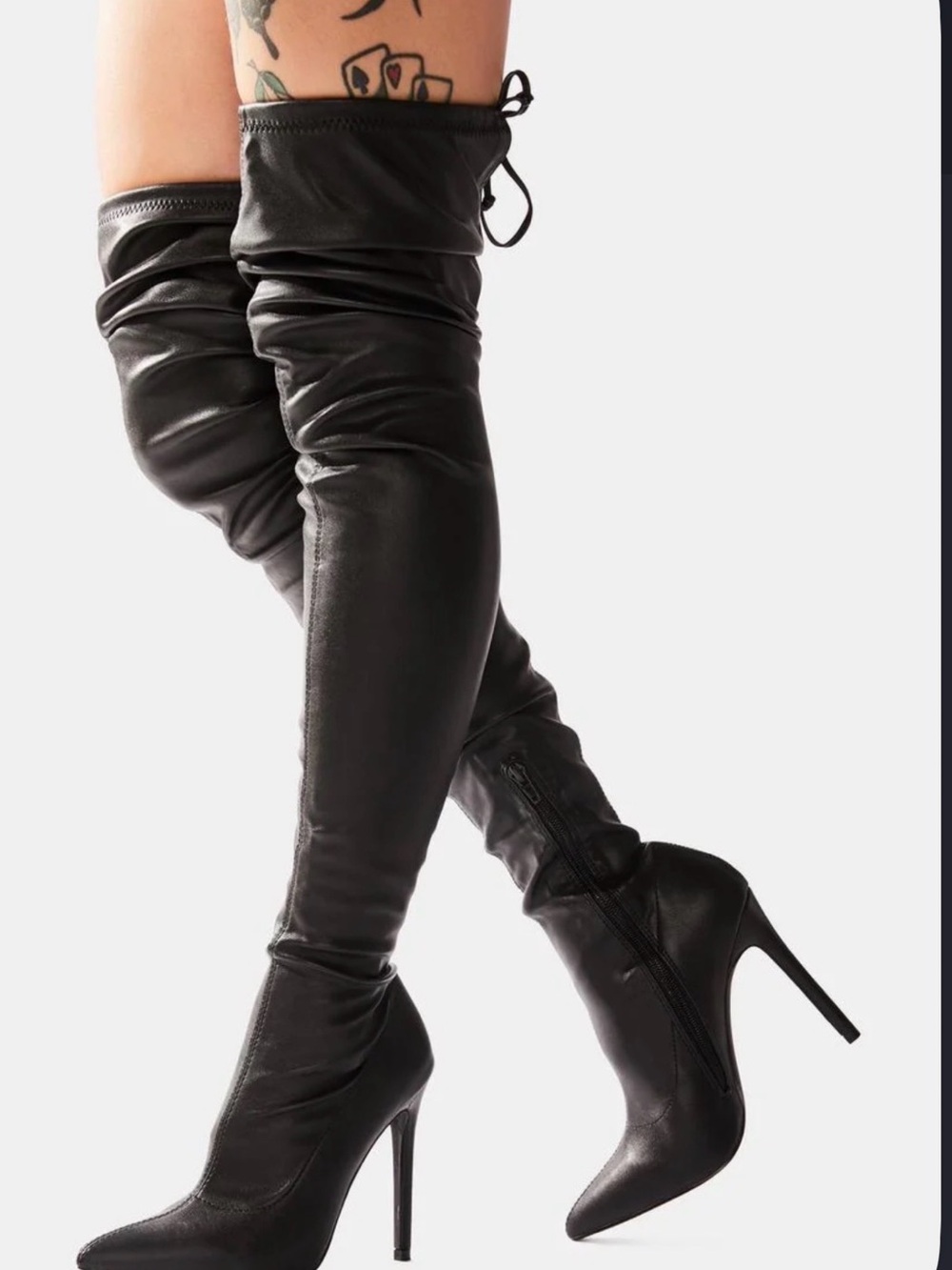 Black Over-the-Knee Stiletto Boots - Women